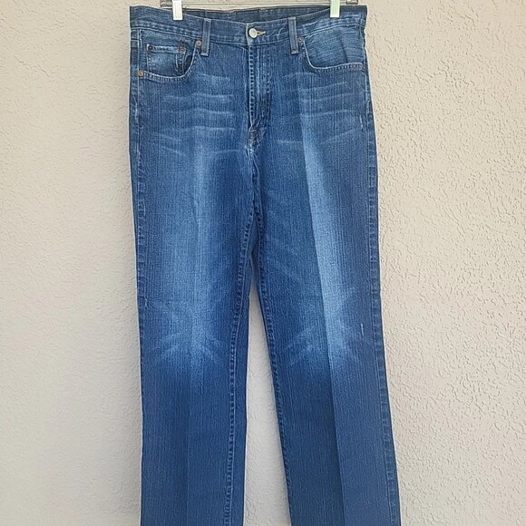 Lucky Brand Mens Bootcut Dungarees Jeans Size 32 Regular Length Blue Denim Made - Picture 1 of 7